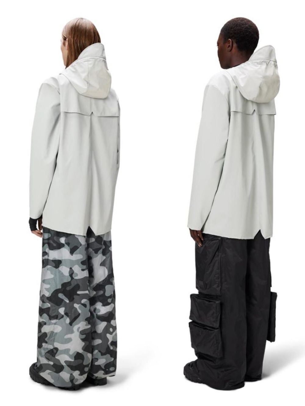 Rains Hooded Raincoat - Light Gray - Picture 4 of 4